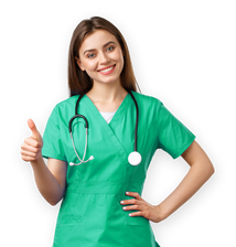 Frau mit grünem Kittel